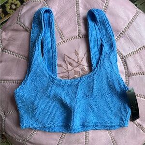 Victoria's Secret Blue Crinkle Scoop Bikini Top